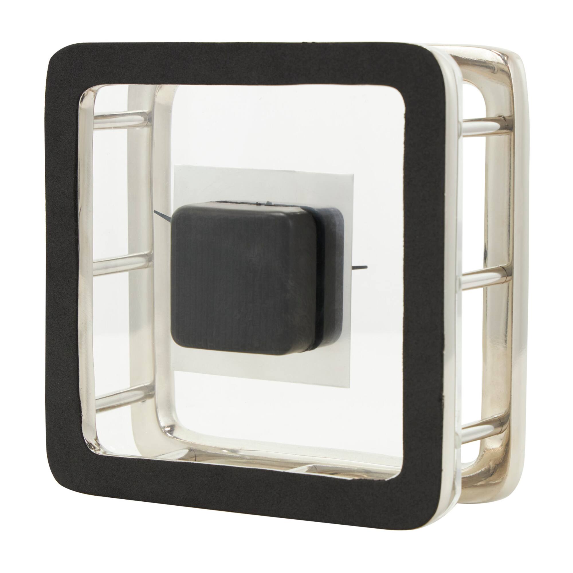 8" Silver Aluminum Geometric Dimensional Open Frame Clock